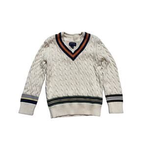 Polo Ralph Lauren Iconic Cricket Sweater Cable Knit V-Neck Kids 6